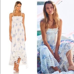 LoveShackFancy Vivi Dress in Morning Mist White Blue Floral Size 2